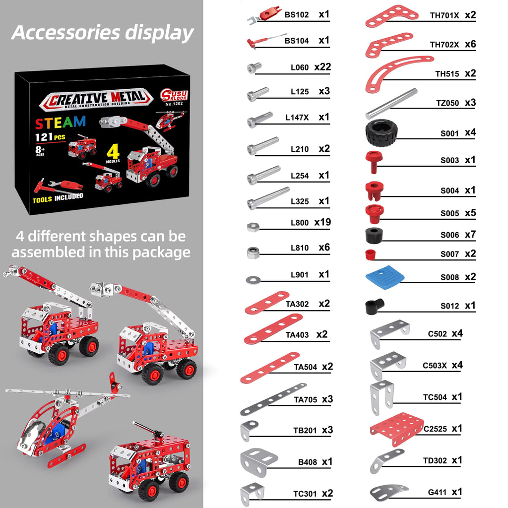 Stem Building Toys for Boys Age 8-12,Creative Sets Fire Trucks Series Model Kits
