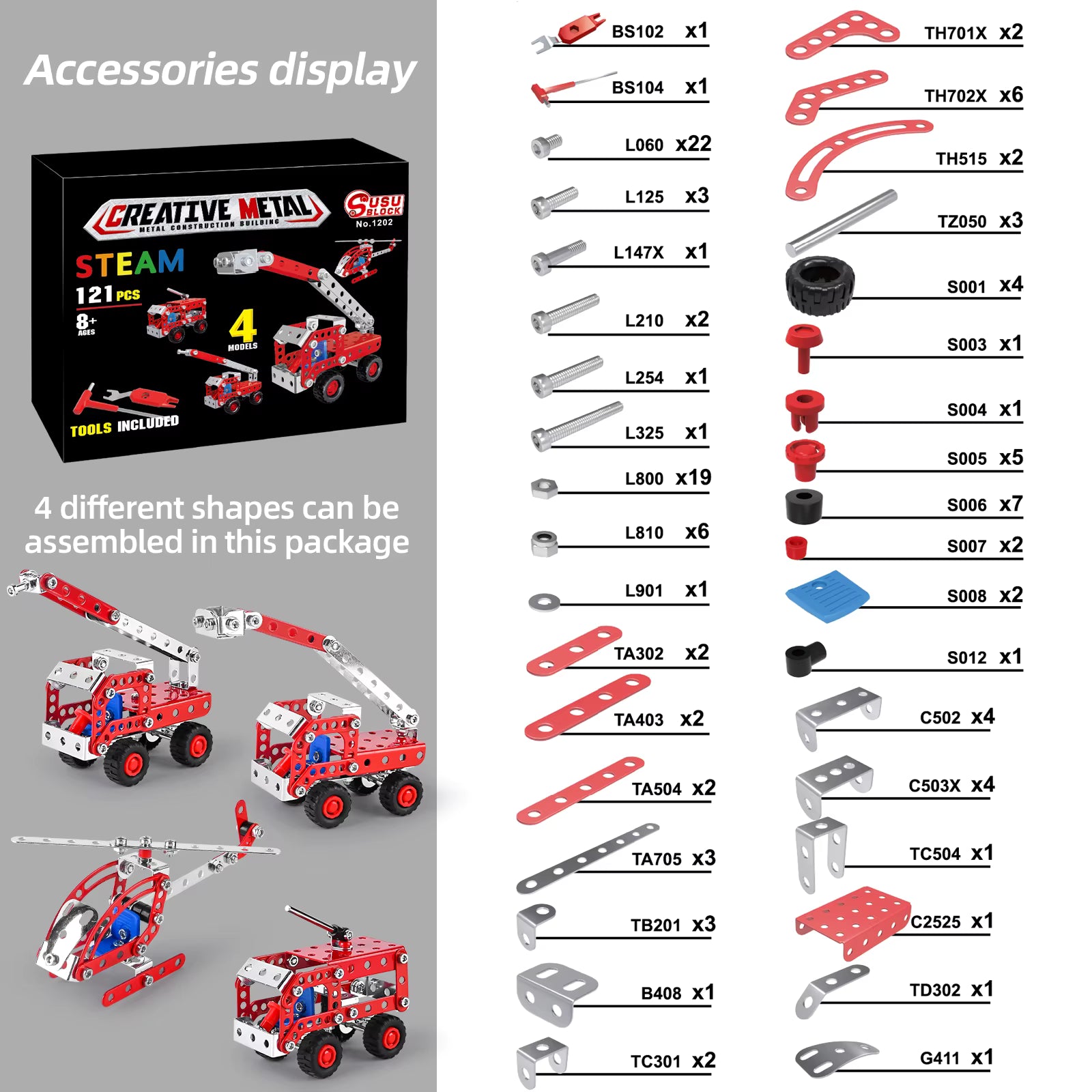 Stem Building Toys for Boys Age 8-12,Creative Sets Fire Trucks Series Model Kits