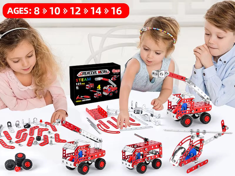 Stem Building Toys for Boys Age 8-12,Creative Sets Fire Trucks Series Model Kits