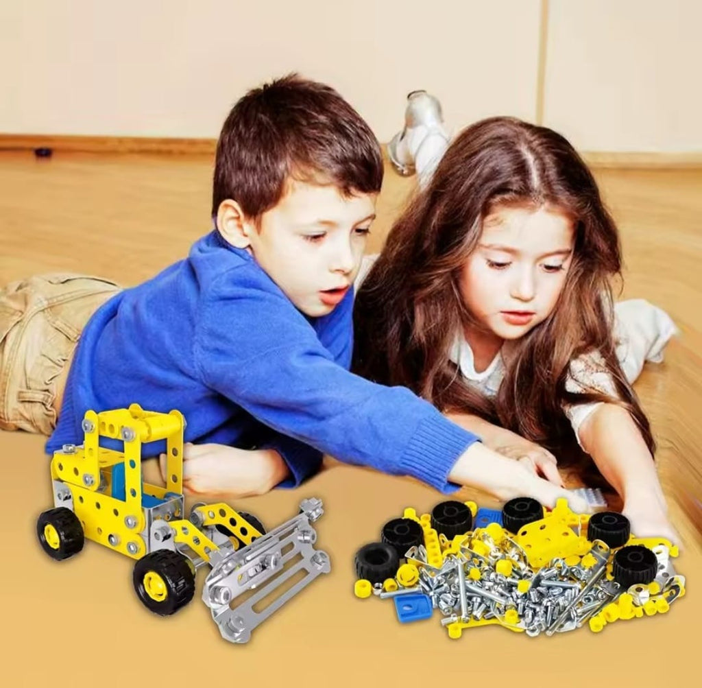 7-in-1 Metal Building Blocks Kit (Yellow) – Construction Vehicle STEM Set