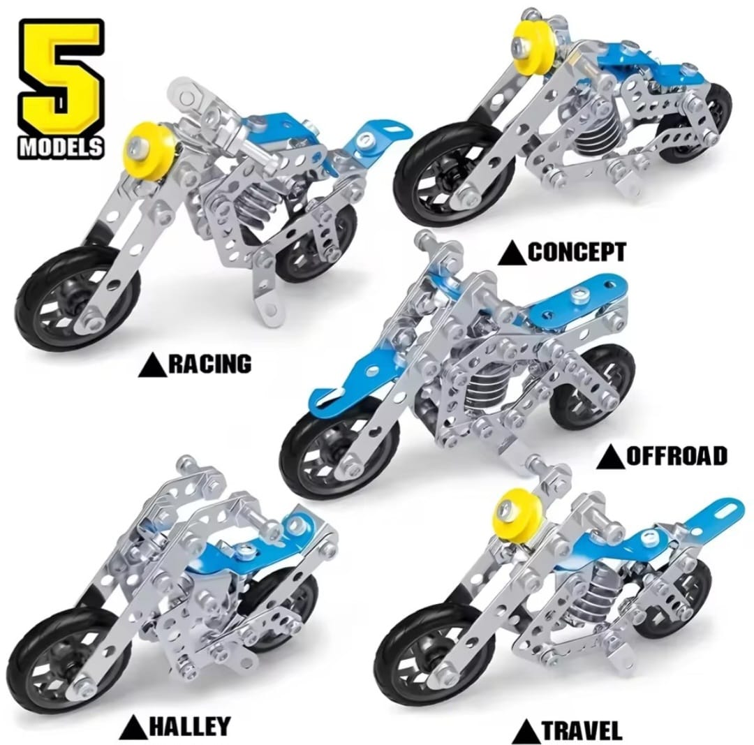 Erector Set Motorcycle – STEM Metal Building Construction Model Kit (5-in-1 Variable Motorbike)