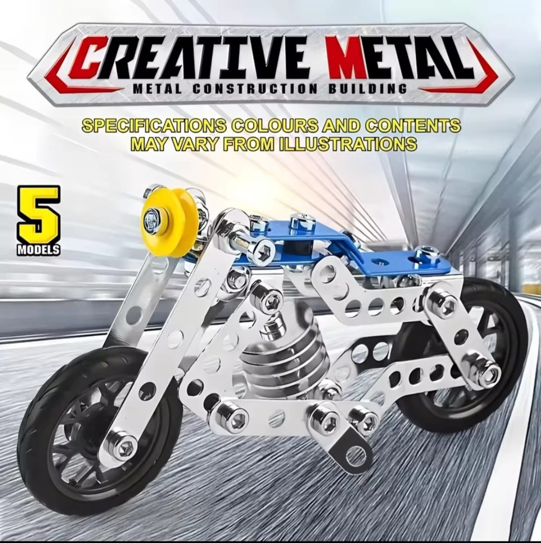 Erector Set Motorcycle – STEM Metal Building Construction Model Kit (5-in-1 Variable Motorbike)