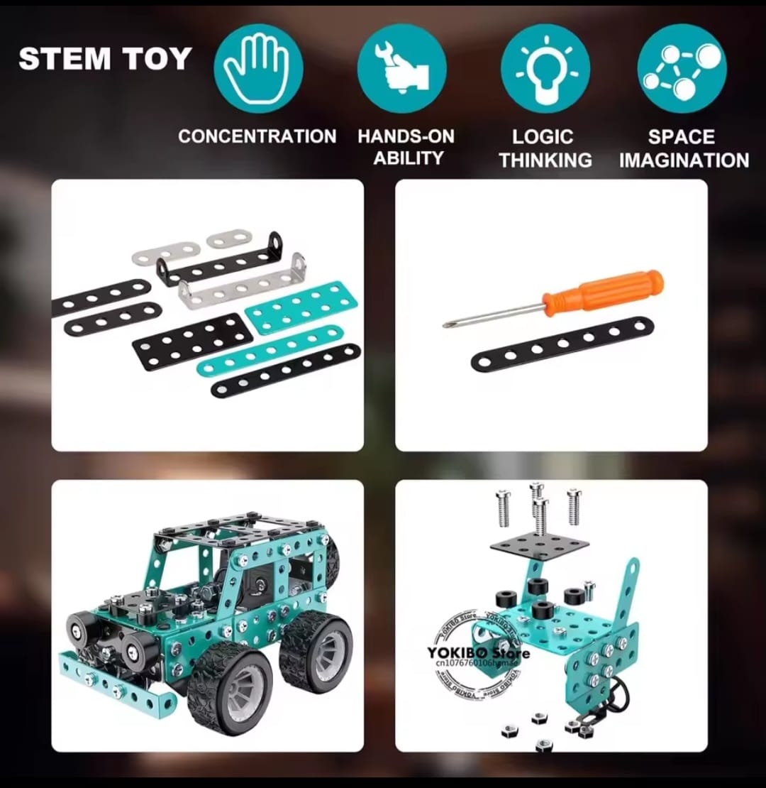 3D Metal Off-Road Vehicle Model Kit – STEM Building Truck/Car Assembly Set