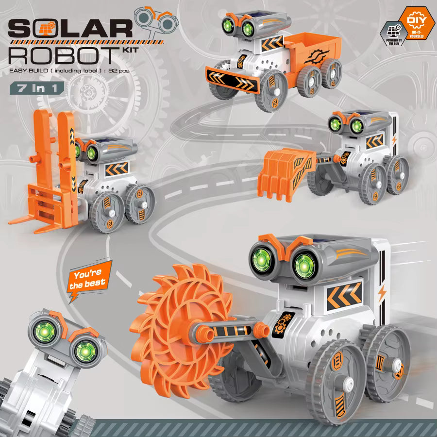 Diy 7-In-1 Solar Energy Robot Children's Toy-Educational STEM Building Kit