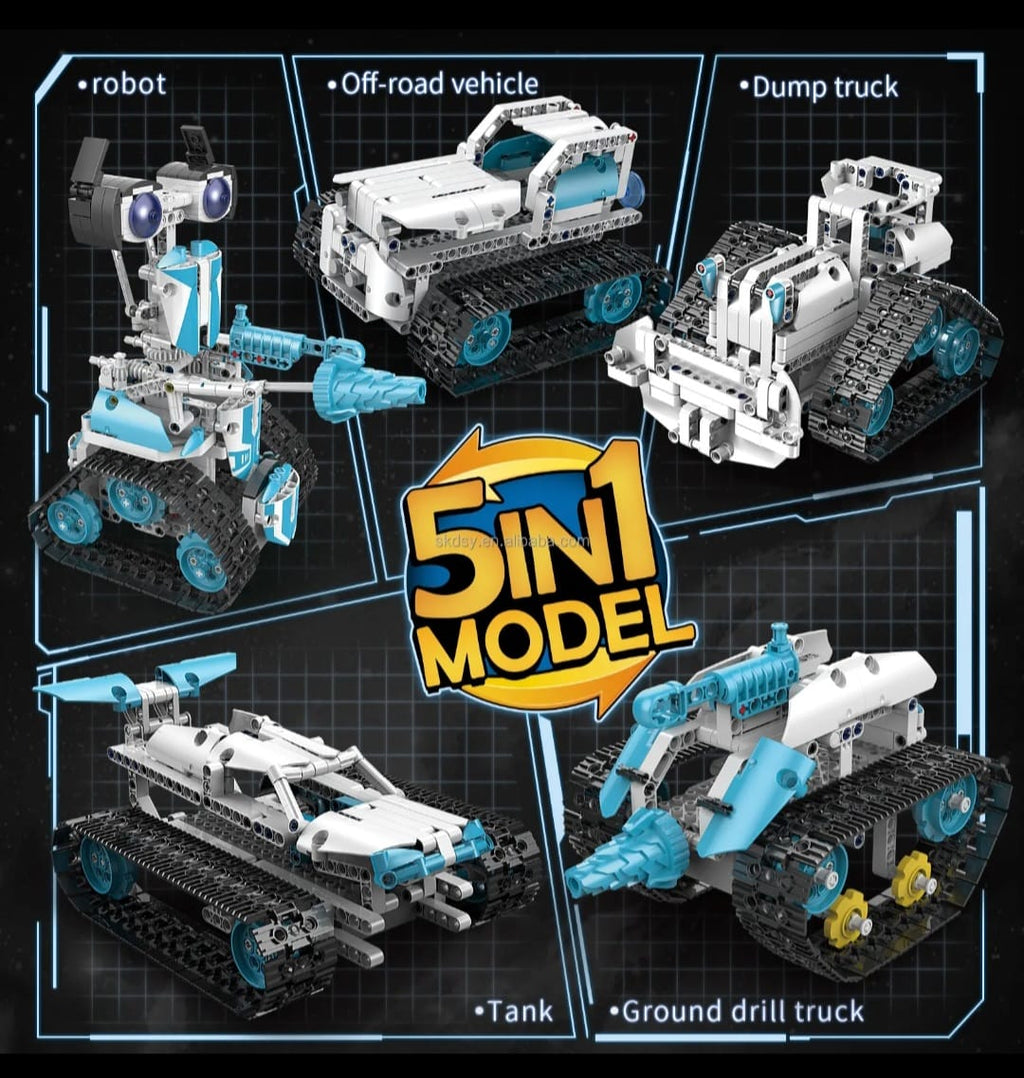 STEM Remote Control Robot Building Kit – 720 PCS | 5-in-1 Models | APP + Remote Control