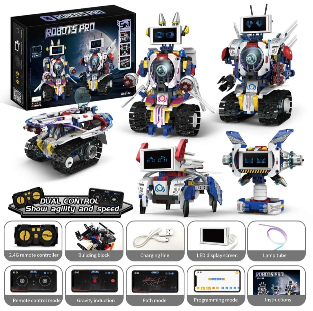 5-in-1 Remote Control Stunt Robot Building Kit – 603 PCS (K96164)