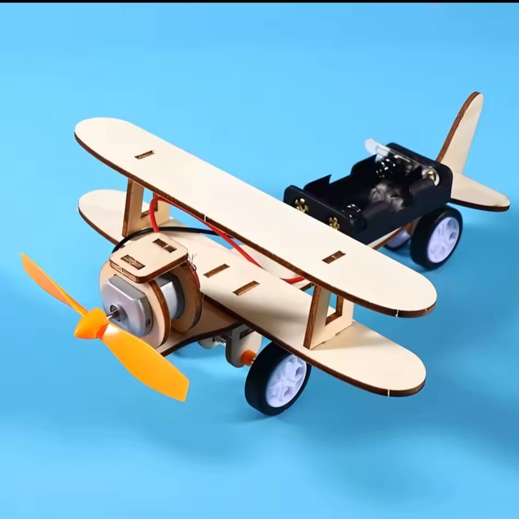 DIY Electric Wooden Airplane Model Kit STEM Science Toy Motor Propeller KidsGift