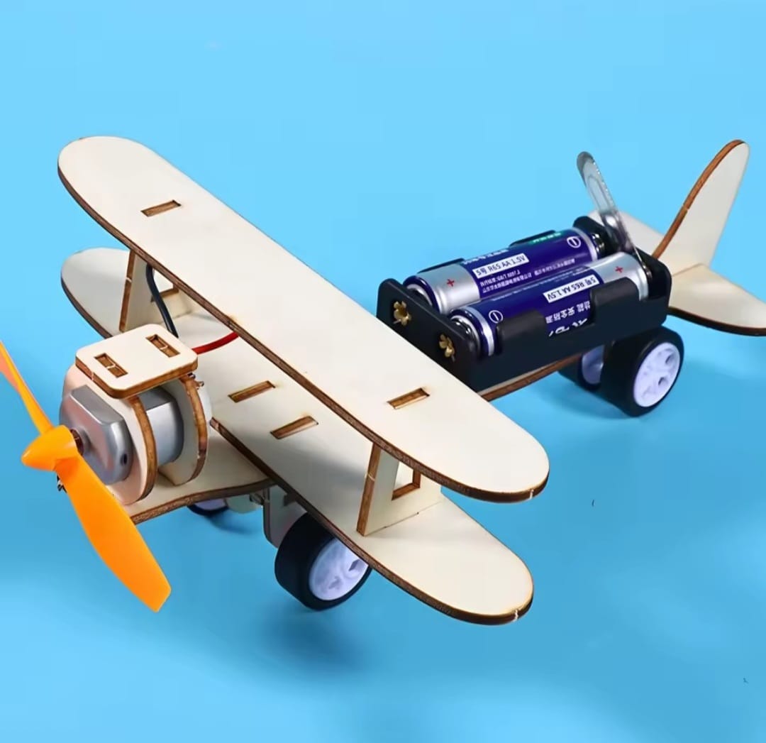 DIY Electric Wooden Airplane Model Kit STEM Science Toy Motor Propeller KidsGift