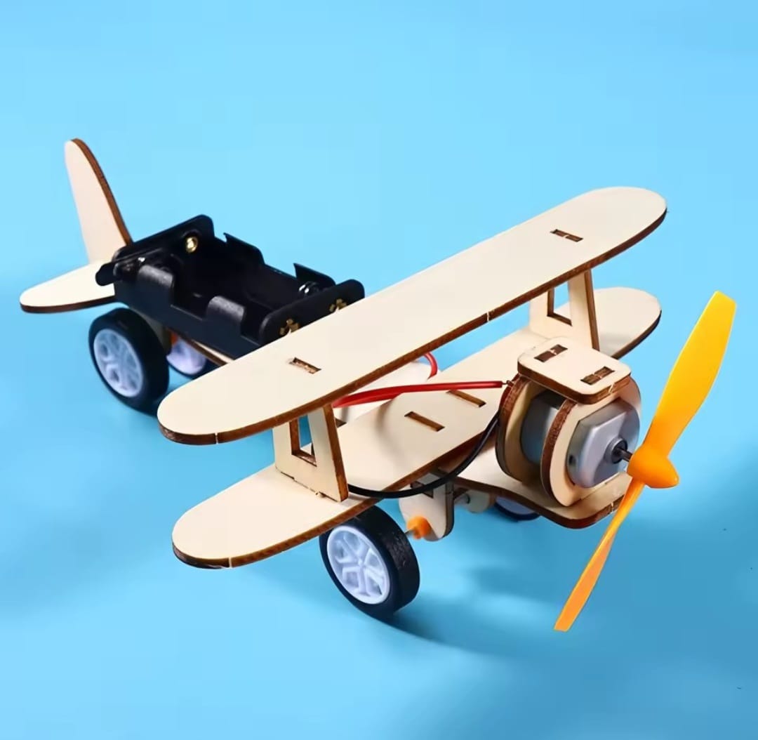 DIY Electric Wooden Airplane Model Kit STEM Science Toy Motor Propeller KidsGift