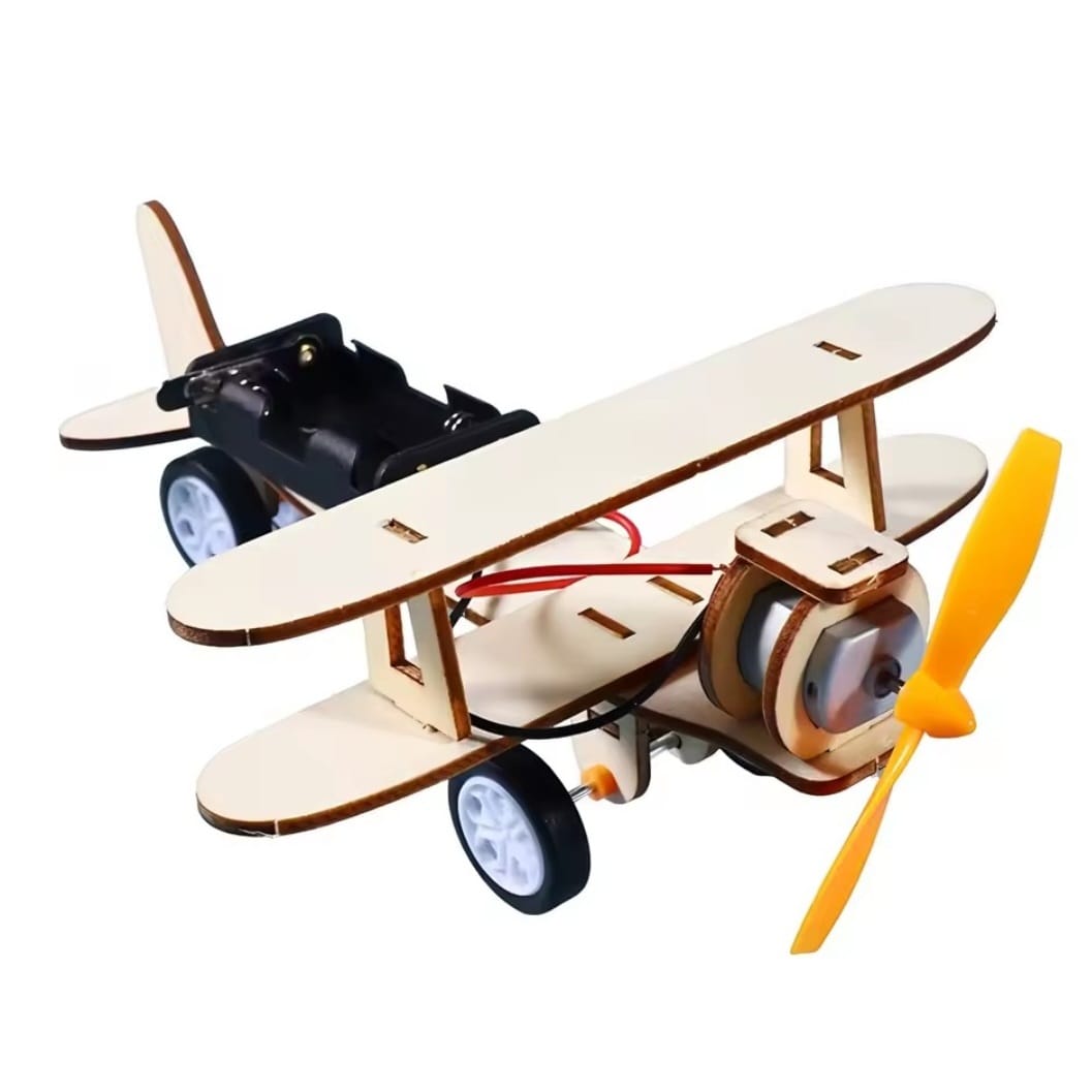 DIY Electric Wooden Airplane Model Kit STEM Science Toy Motor Propeller KidsGift